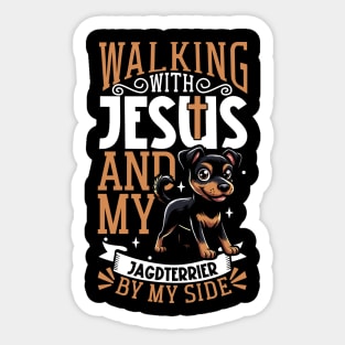 Jesus and dog - German Jagdterrier Sticker